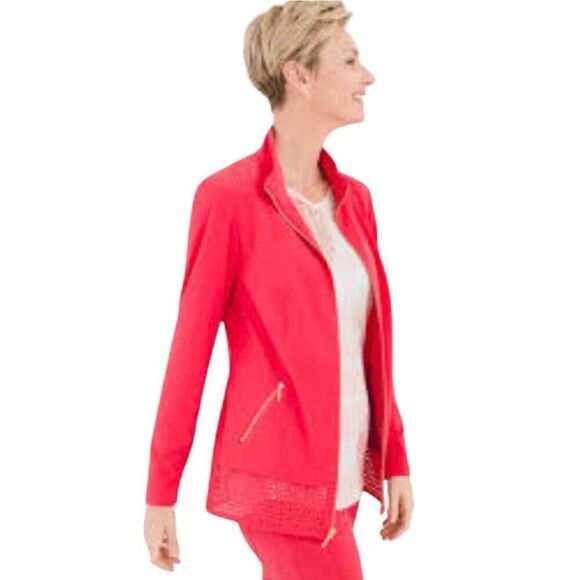 Chico's Zenergy Women's Coral Poly/Spandex Zip Front Jacket w Pockets - Picture 1 of 11